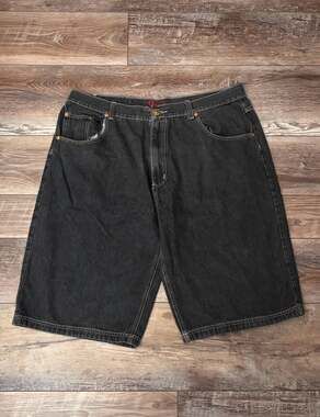 Vintage Y2K Vibes Black Denim Hip Hop Baggy Jean Shorts